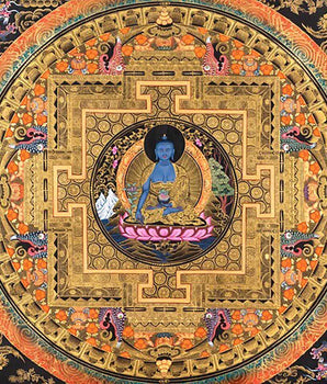 Fine Quality Medicine Buddha Mandala Thangka | Sacred Painting for Meditation