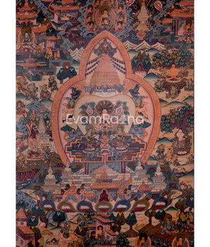 Oil Varnished Stupa Mandala Thangka Art | Original Hand-Painted Tibetan Buddhist Painting |