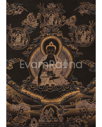 Shakyamuni Buddha Original Handmade Tibetan Thangka