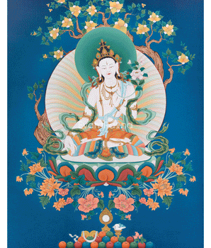 High-Quality Tibetan Goddess White Tara Print | Buddhist Deity of Healing and Longevity