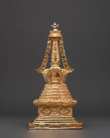 Gold-plated stupa ritual artifact