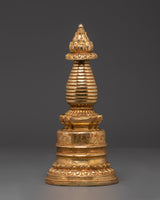 Handcrafted Gold Copper-Plated Brass Stupa