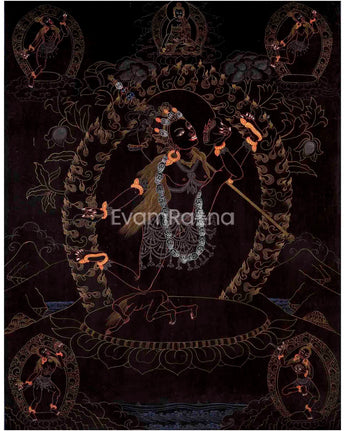 Vajrayogini in Black Themed Digital Prints