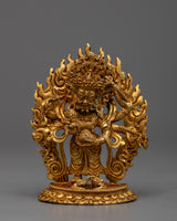 24k Gold Plated White Mahakala Statue