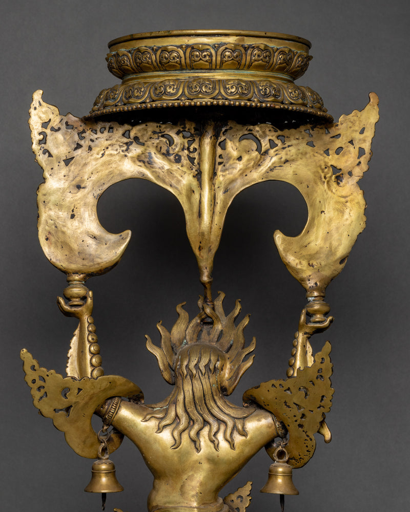 Traditional Oil Lamp Set | Buddhist Lion lamp