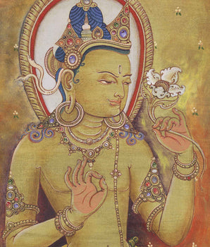 Himalayan White Tara Buddha Goddess Thangka Print | Vajrayana Buddhist Art Of Mother Tara For Prayers