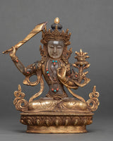 Buddhist Crystal Manjushri Statue