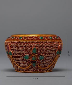 Filigree Inlay Crock Pot | Traditional Artifact | Ritual Objects