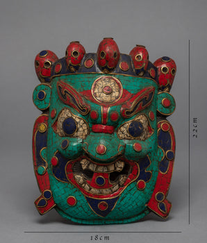 Mahakala Mask | Gemstones Embbeded Mask for Home Decor