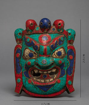 Tibetan Protective Bhairva Mask | Gemstones Inliad Mask