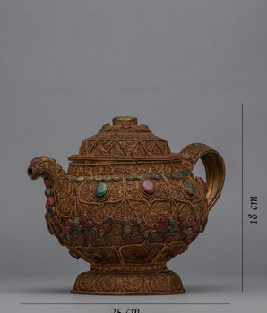 Tibetan Tea Pot for Sale | 24K Gold Plated Buddhist Pot