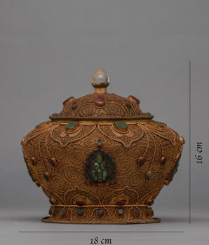 Copper Nesi Dhupur Pot | Traditional Buddhist Art | Religious Gift Ideas