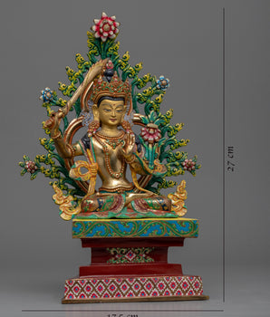 Wisdom Deity Manjushri Bodhisattva Statue | Traditional Gold-Plated Himalayan Artwork For Mindfulness