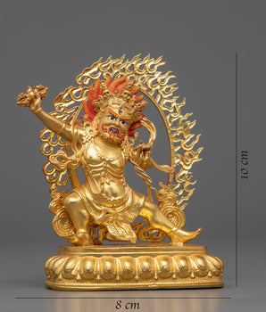 Machine Bodhisattva Vajrapani Sculpture | Gold-Plated Tibetan Buddhist Art