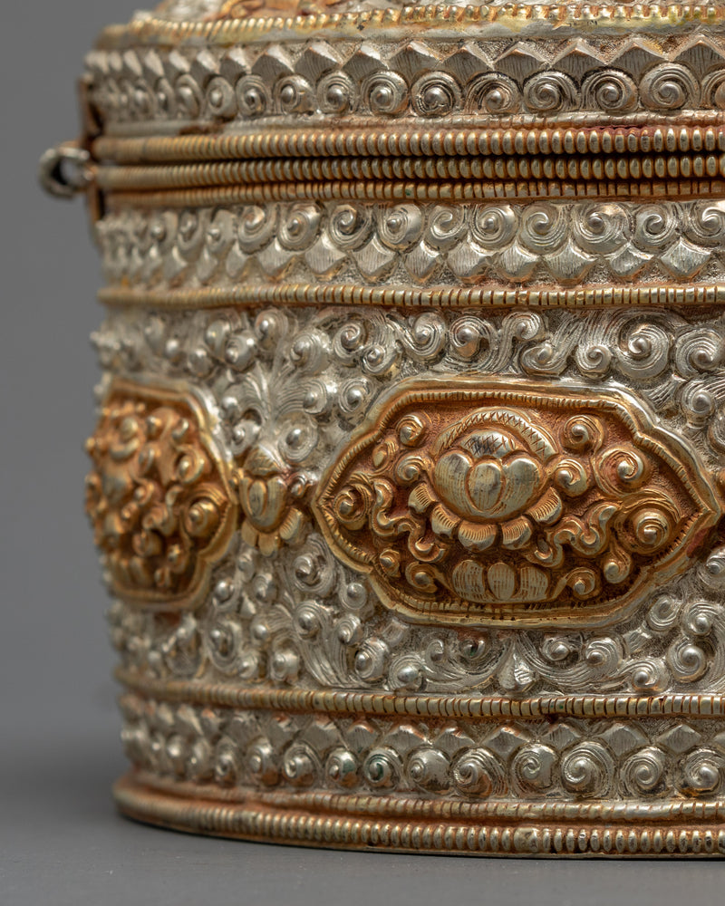 Handmade Nepalese Round Jewelry Box | Small Trinket Box | Oriental Home Decorations