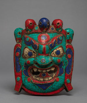 Tibetan Protective Bhairva Mask | Gemstones Inliad Mask