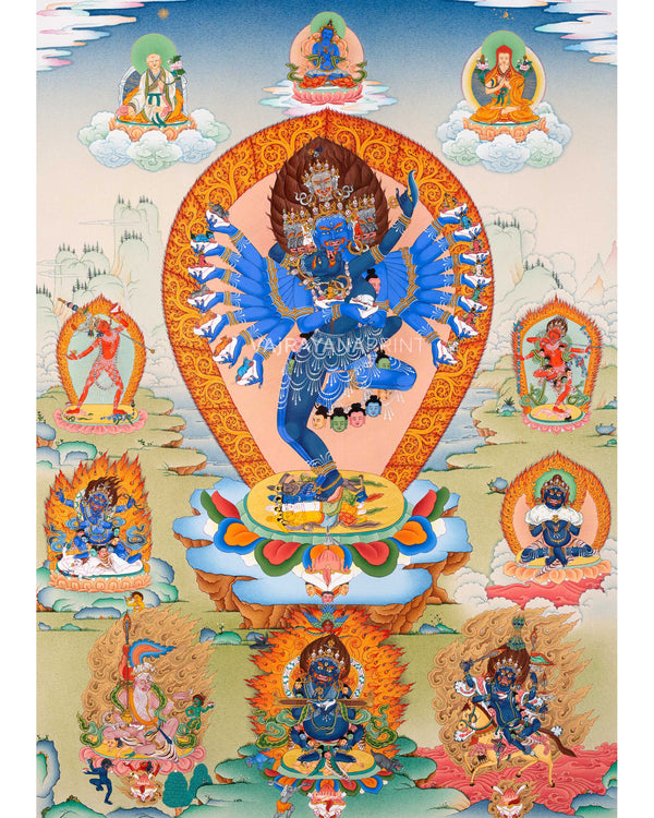 Traditional Hevajra With Nairatmya Thangka Print