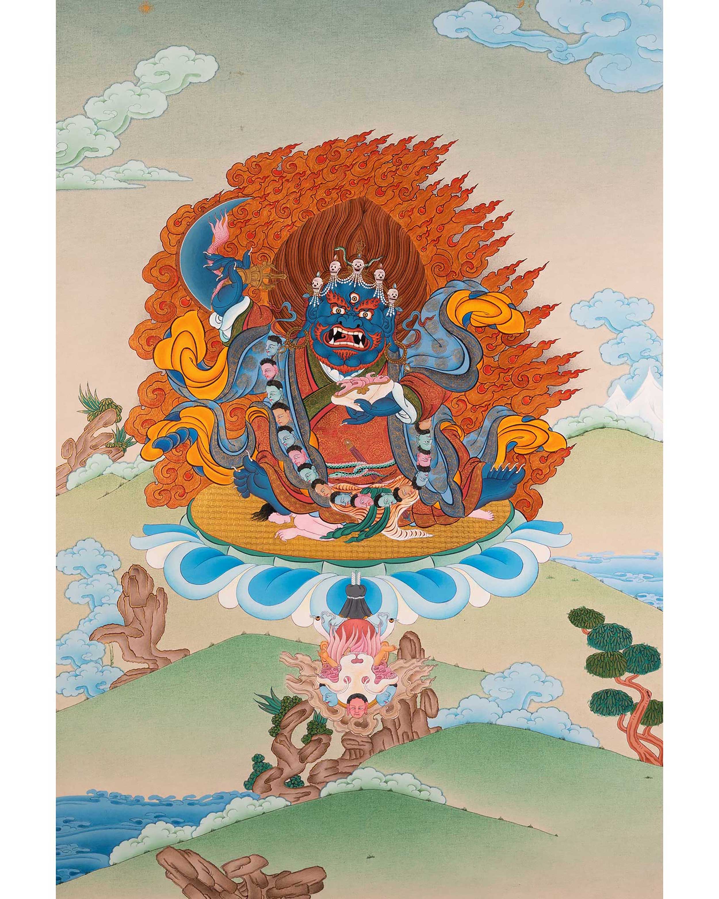 Hand Painted Mahakala Bernagchen Thangka | Tibetan Mahakala Art For Bu