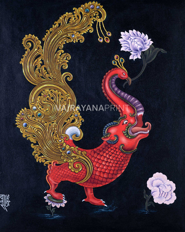 Red Hiti Manga Art Print | Rich Cultural Heritage of Nepal Portrayed In Paubha Painting Print