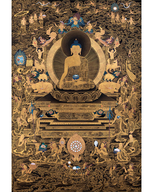 Buddha Shakyamuni Thangka, High Quality Canvas Thangka Print, Shakyamuni Buddha, Nakthang thangka tradition