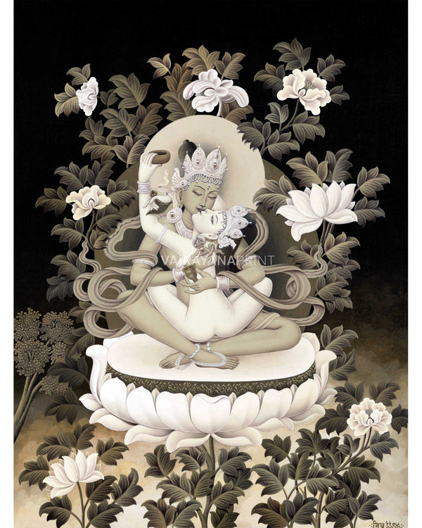 Vajrasattva Consort Thangka Print | Buddhist Art Work | Traditional Wall Decors