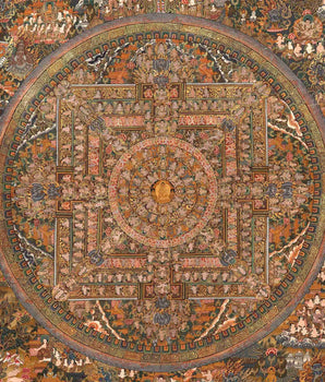 Vintage Buddhist Mandala | Hand Painted Tibetan Wall Decor