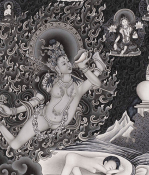 Aakash Yogini Thangka | Original Hand Painted Bijeshwari  Tibetan Thangka