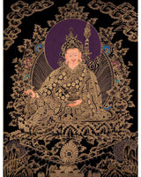 Black And Gold Style Guru Rinpoche Thangka