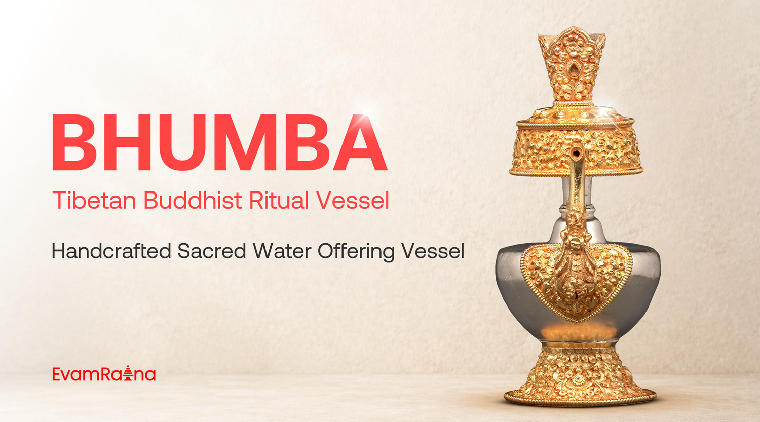 Tibetan Buddhist Ritual Vessel Bhumba: Handcrafted Sacred Water Offering Vessel