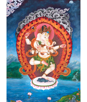 Prosperity God Ganesha Thangka Print