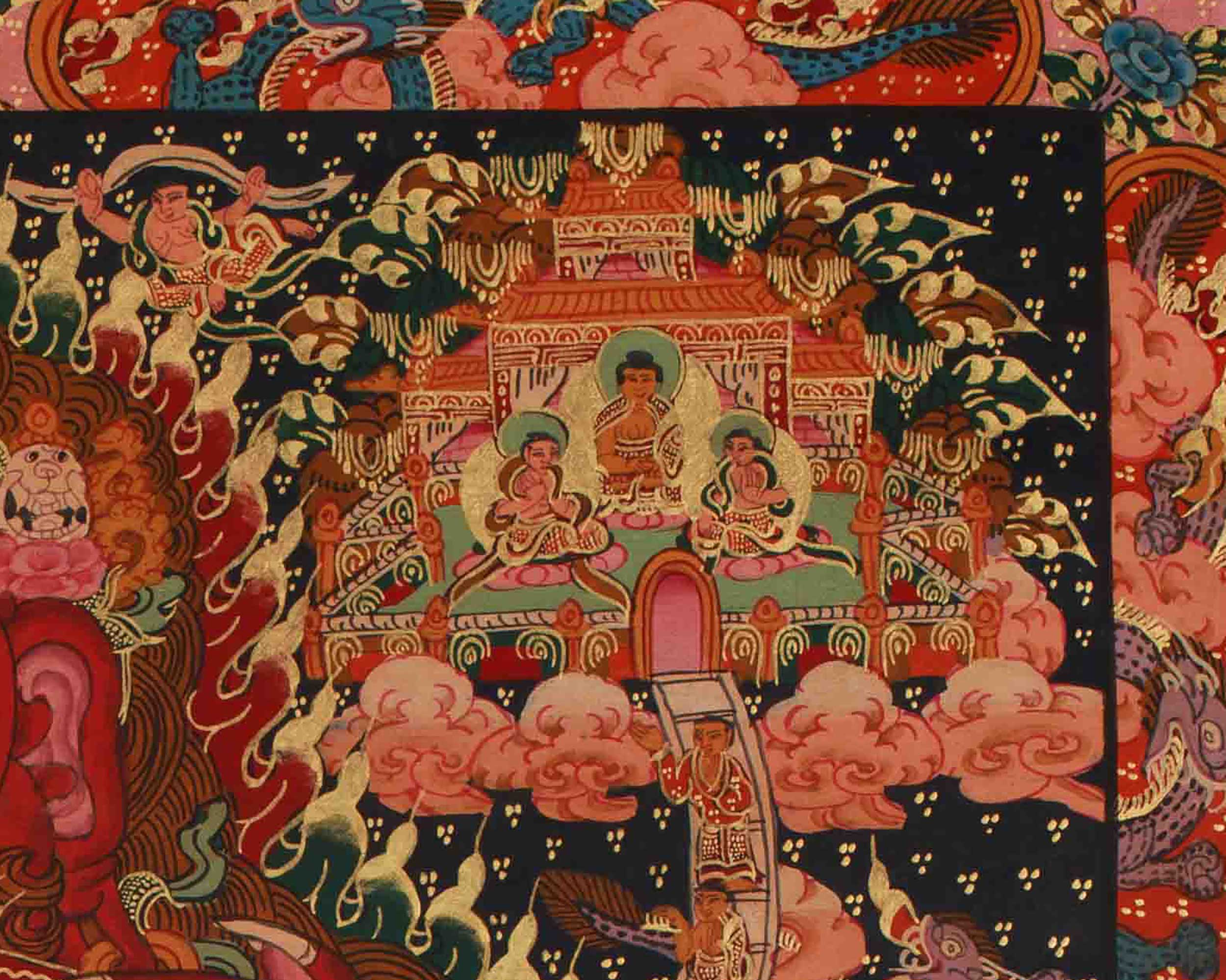Traditional Bhavachakra Mandala Art | Hand-Painted Wheel of Life Thangka