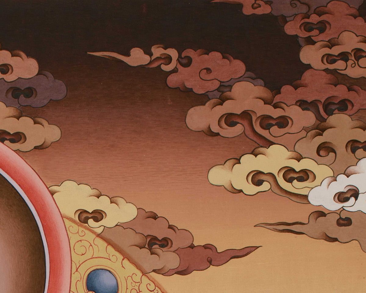 Traditional Thangka of Medicine Buddha with Amitabha | Healing Deity
