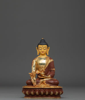 Golden Buddhist Healing Buddha Bhaisajyaguru Statue