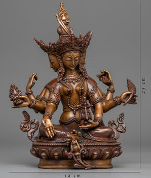 Oxidized Copper Vasudhara Statue | Traditional Tibetan Style Buddhist Statue