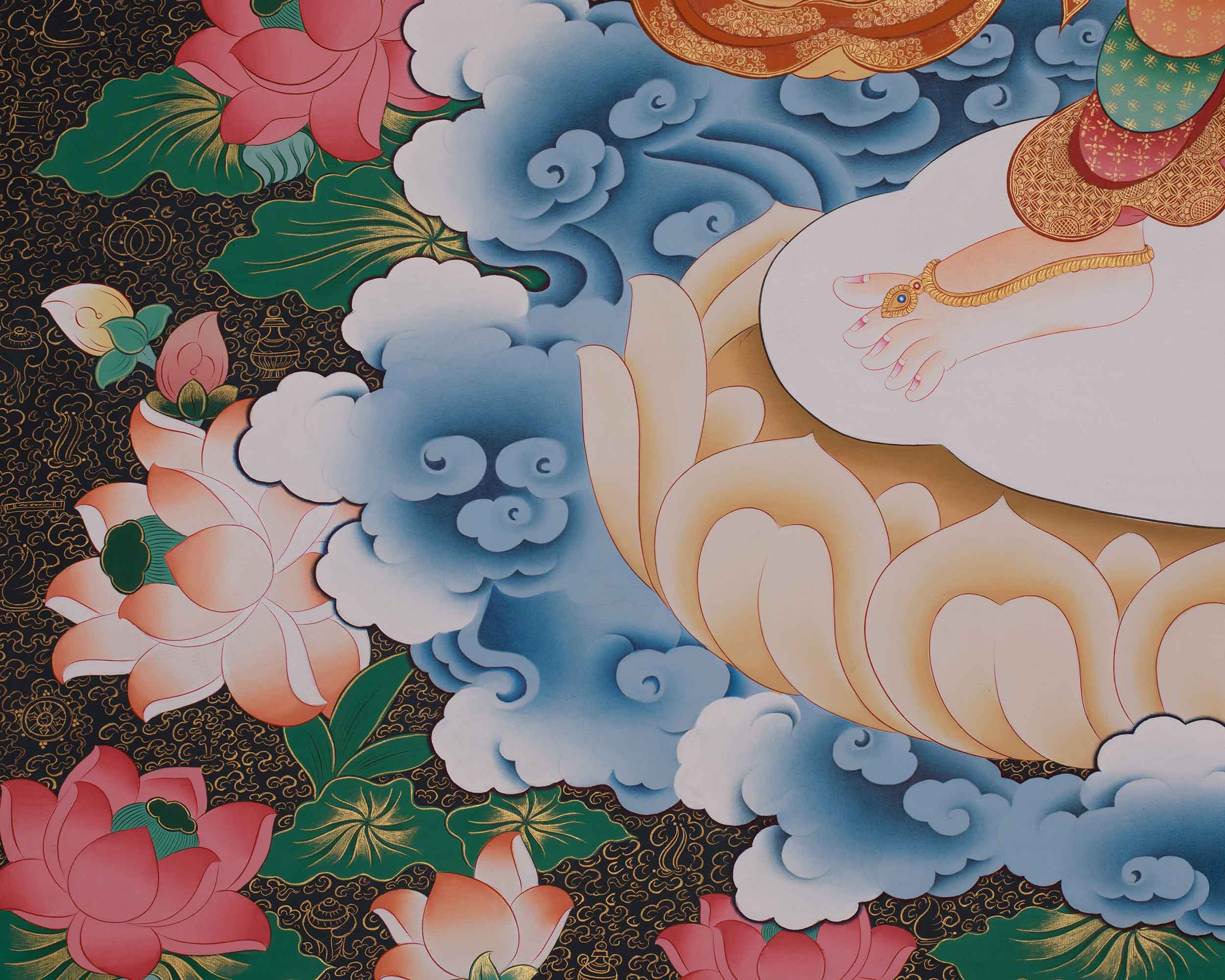 Divine Standing Chenrezig Thangka | Embodiment of Compassion