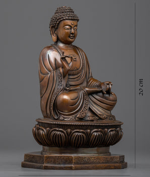 Bronze Finished Shakyamuni Buddha Statue | Captivating Serenity in Oxidized Copper