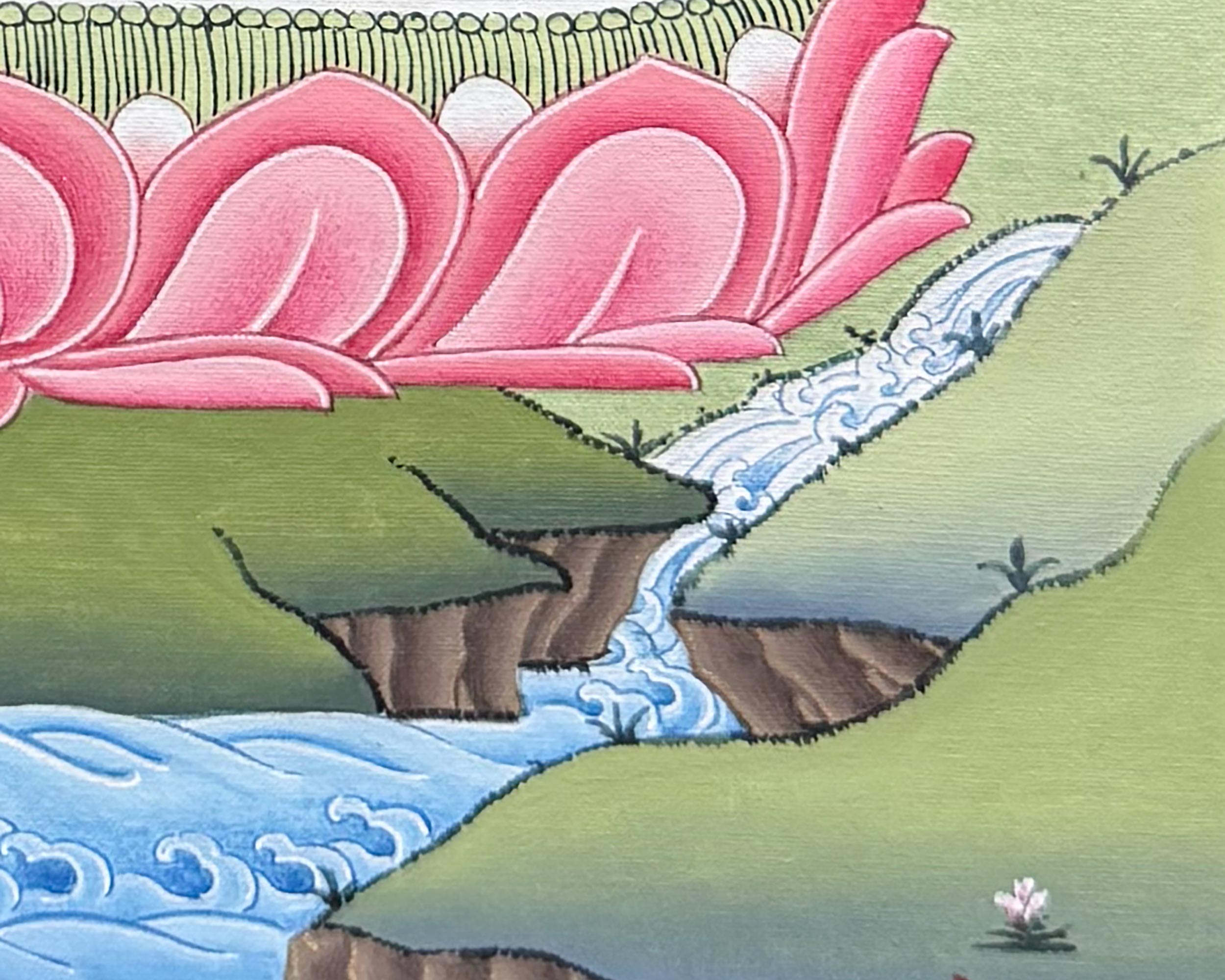 Medicine Buddha Meditation Thangka With Brocade | Bhaisajyaguru Art