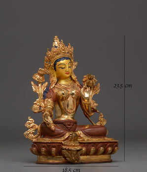 Golden Handmade Buddhist Green Tara Art
