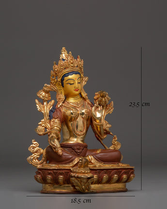 Golden Handmade Buddhist Green Tara Art