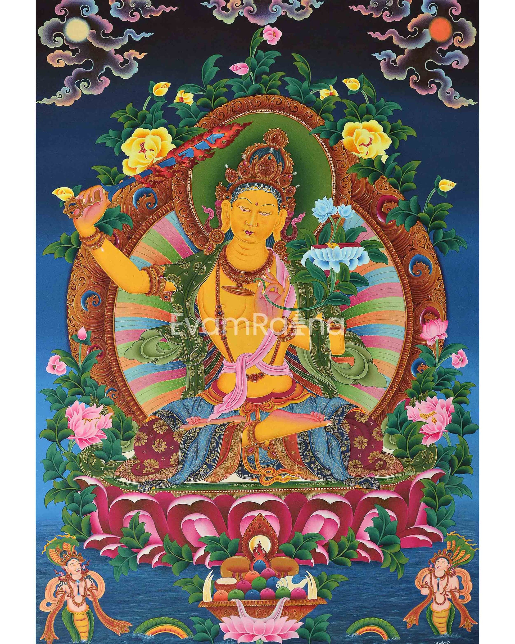 Manjushri Bodhisattva Thangka Print