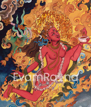Red Dakini Vajrayogini Thangka Print | Buddhist Female Dakini Thangka Print