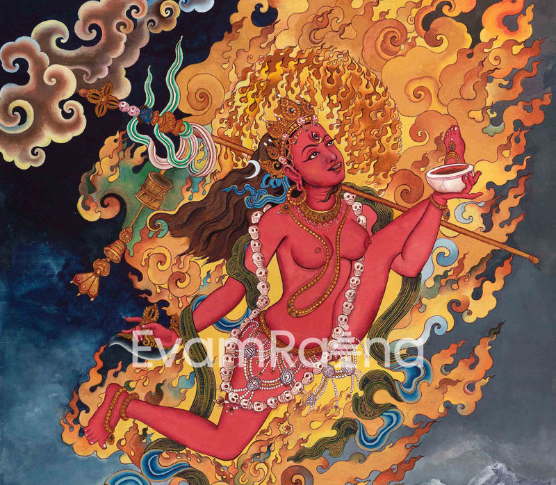 Red Dakini Vajrayogini Thangka Print | Buddhist Female Dakini Thangka Print