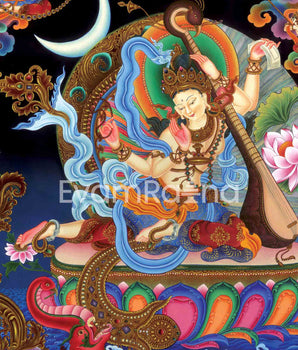 Goddess Saraswati Tibetan Buddhist Print | Buddhist Art For Home Decor