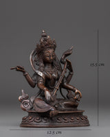 Saraswati Statue in Oxidized Copper