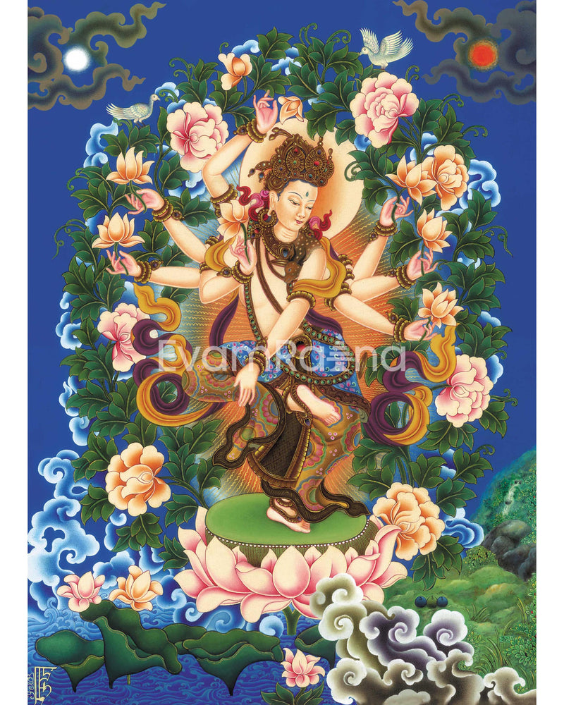 Chenrezig Bodhisattva Of Compassion Thangka Print