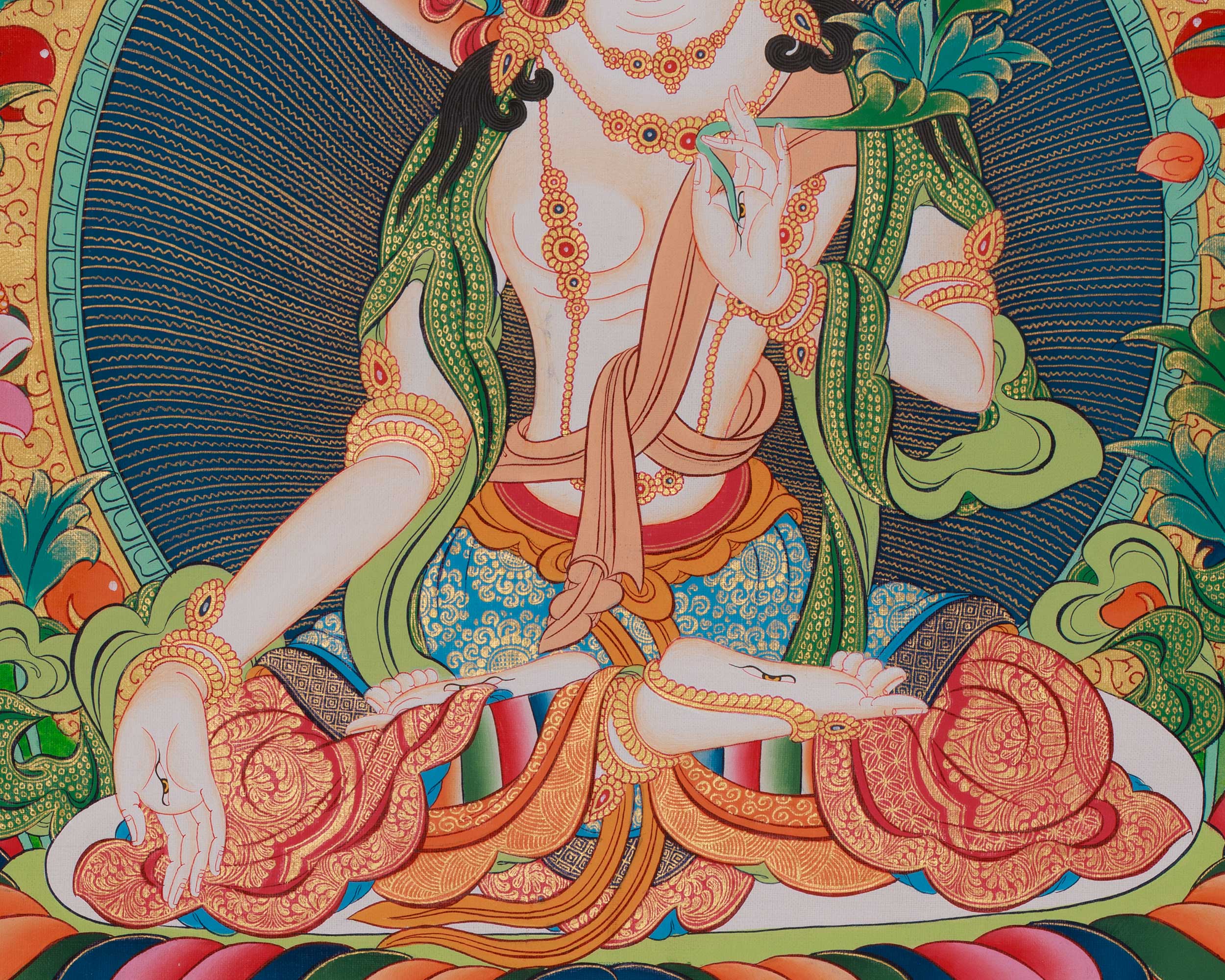 Himalayan Thangka of White Tara | Seven-Eyed Deity | Tibetan Buddhism