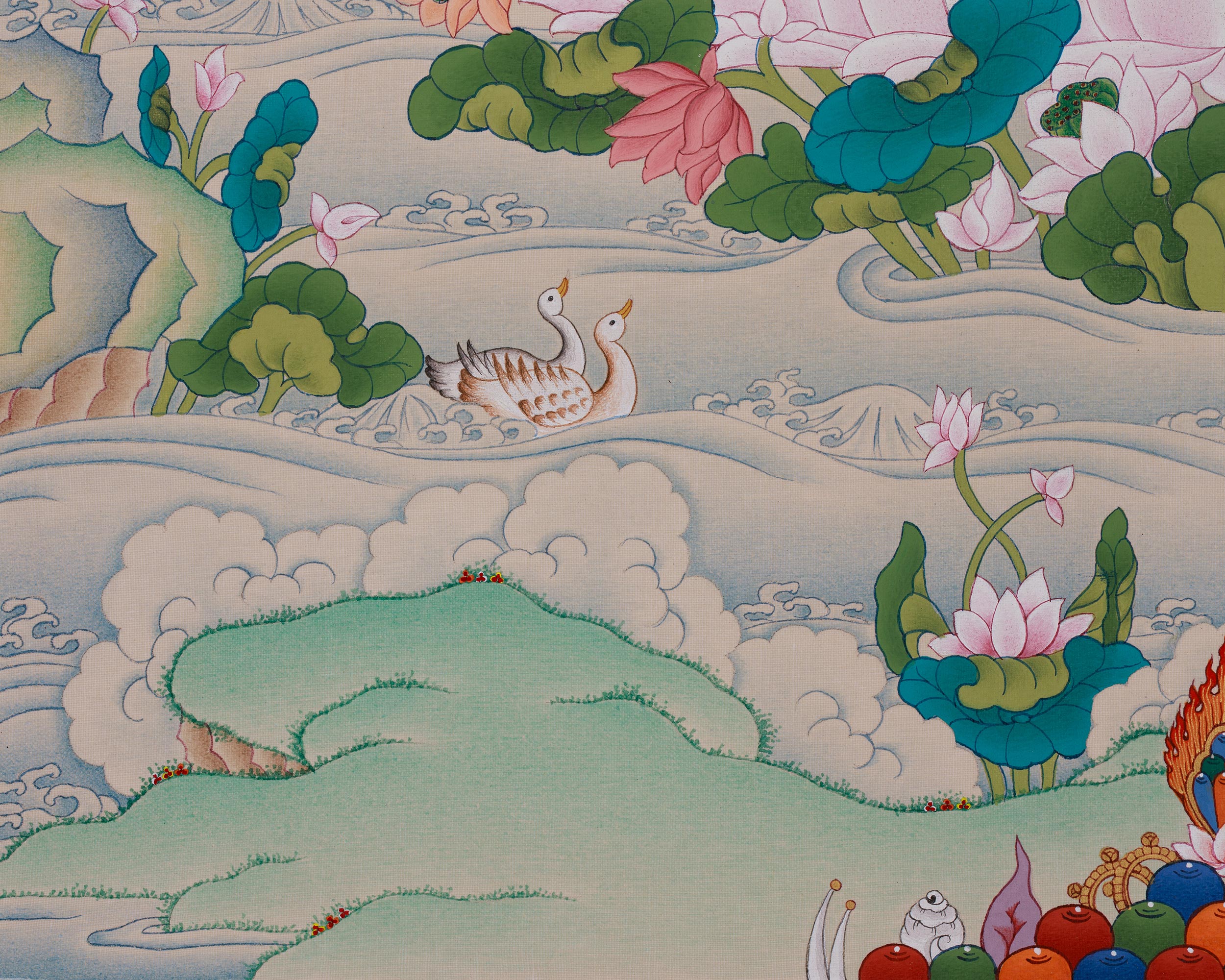 Sacred Thangka Of Four-Armed Chenrezig | Avalokiteshvara Art | Meditation Altar