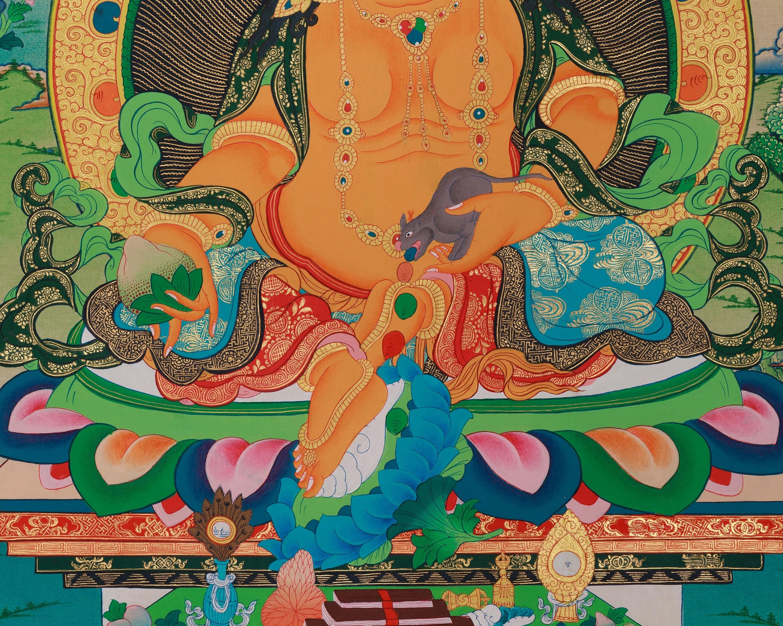 Spiritual Wealth Deity Dzambhala Thangka | Icon of Prosperity
