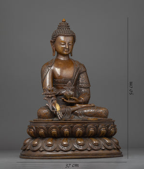 Healing Medicine Buddha Statue |  Fully Oxidized Copper Handcrafted Statue