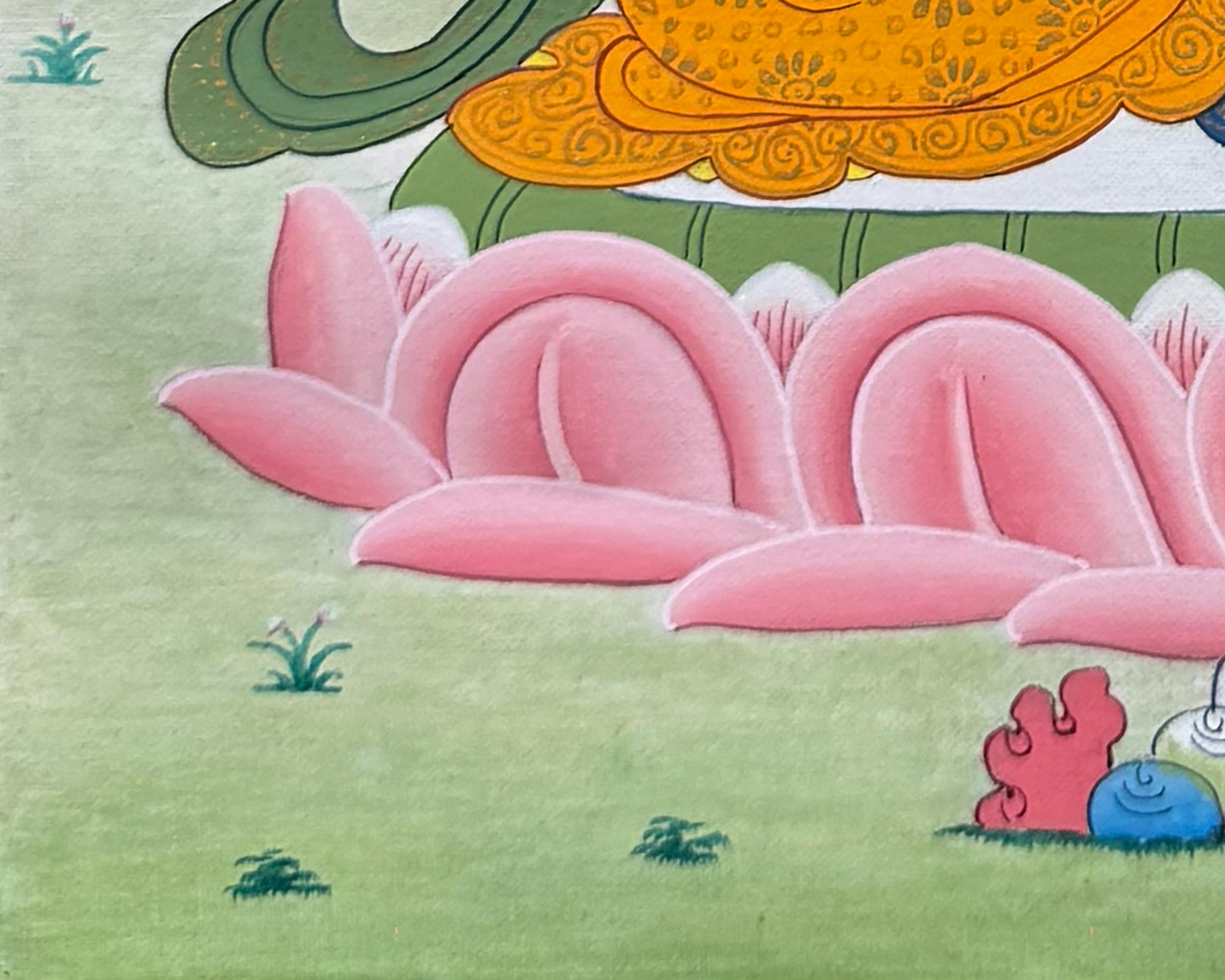 Manjushri Thangka With Brocade | Enlightened Protector of Knowledge